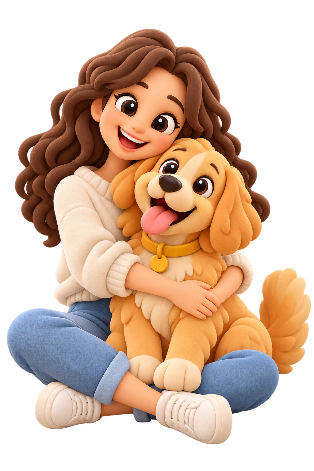 A friendly Bumbush carer holding a golden retriever
